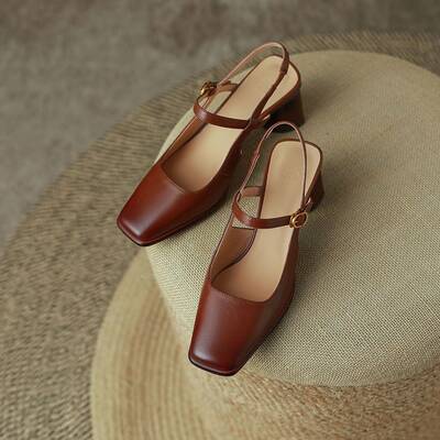 CHIKO Julieann Square Toe Block Heels Slingback Shoes
