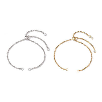 2Pcs 2 Colors 304 Stainless Steel Rolo Chain Bracelet Slider Making