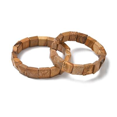 Natural Picture Jasper Beads Stretch Bracelets for Women Men