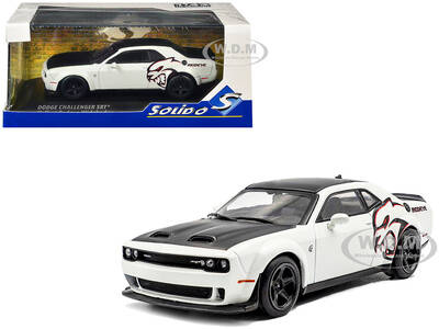 2020 Dodge Challenger SRT Hellcat Redeye Widebody White Knuckle with Matt Black Hood and Top 1/43 Diecast Model Car by Solido