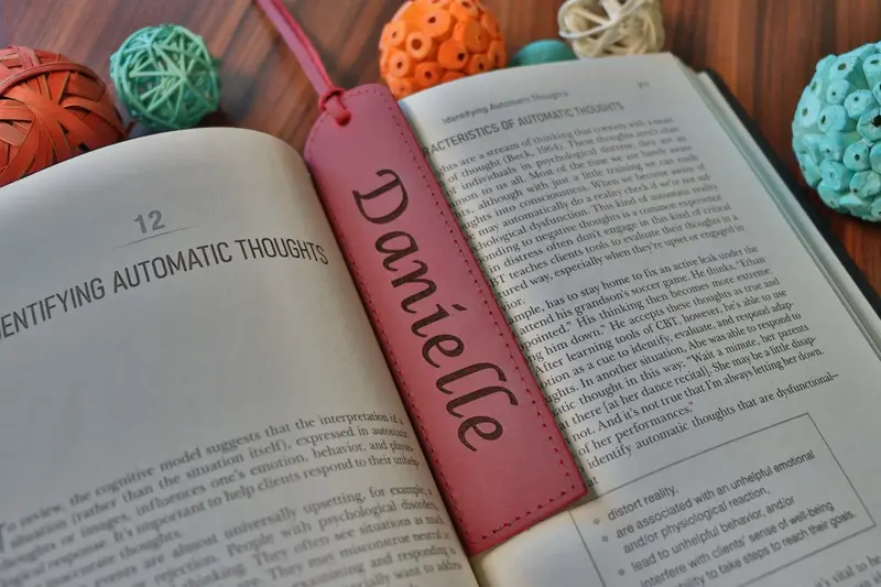 Leather Bookmarks - Red Color , Real Leather, Same Day Shipping, Free Shipping US