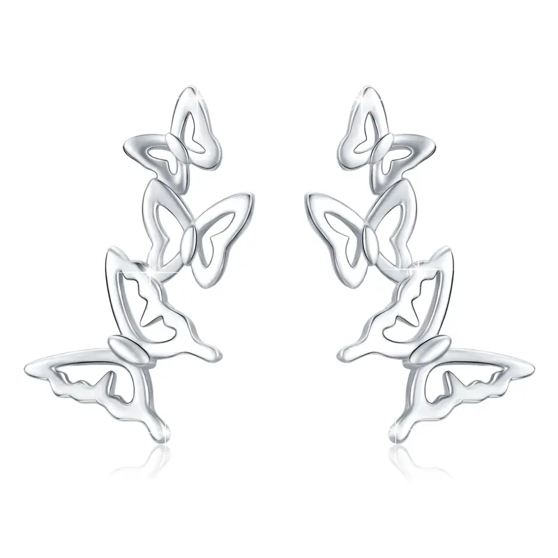 Sterling Silver Butterfly Climber Earrings