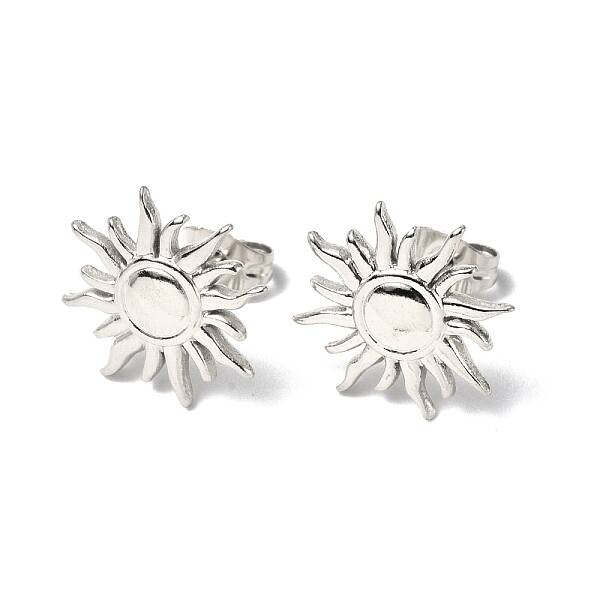 Non-Tarnish 304 Stainless Steel Sun Stud Earrings for Women