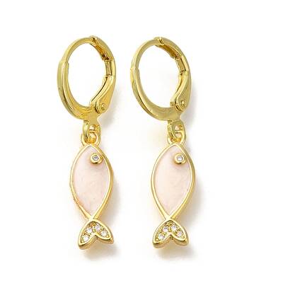 Brass Clear Cubic Zirconia Hoop Earrings