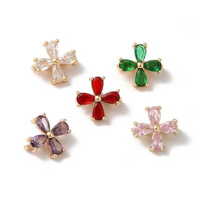Brass Pave Glass Flower Spacer Bars