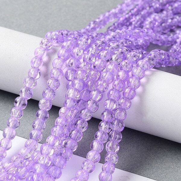 Spray Painted Crackle Glass Beads Strands