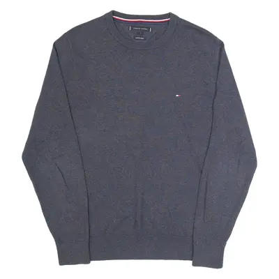 TOMMY HILFIGER Mens Jumper Grey Tight Knit Wool S