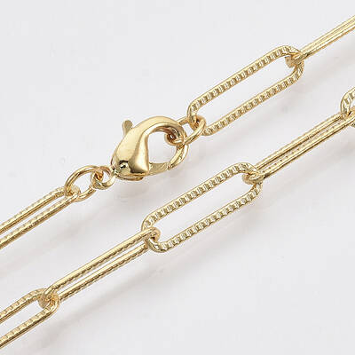 Brass Textured Paperclip Chain Necklace Making