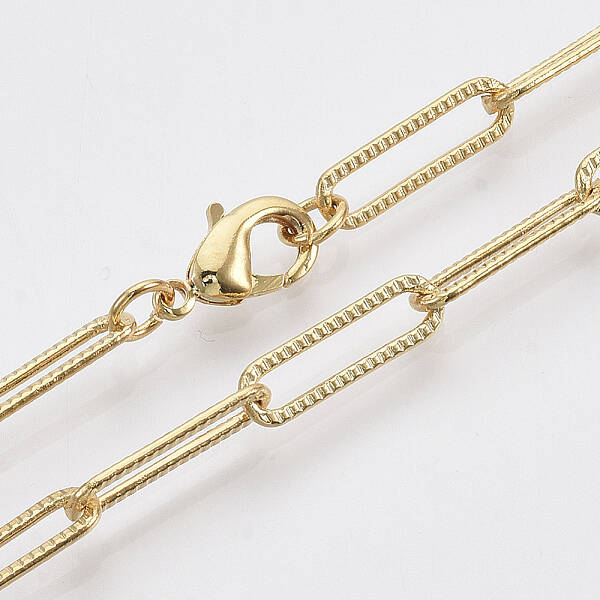 Brass Textured Paperclip Chain Necklace Making