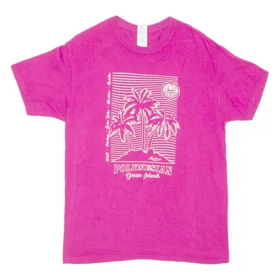 GILDAN Polynesian Dream Island Womens T-Shirt Pink M