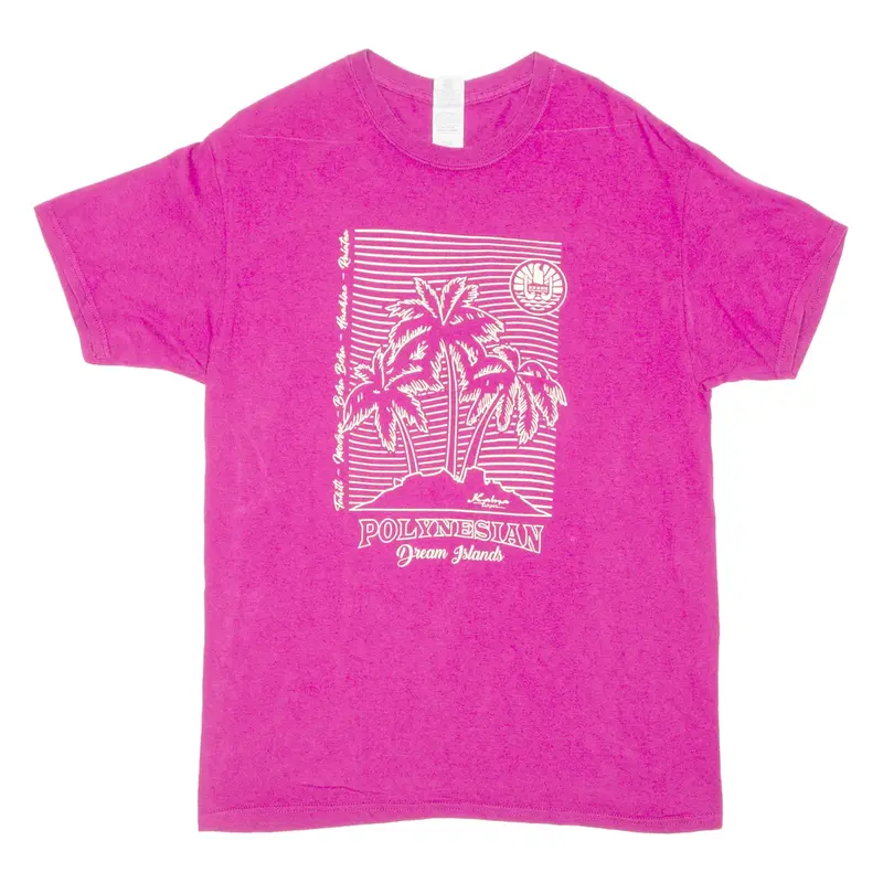 GILDAN Polynesian Dream Island Womens T-Shirt Pink M