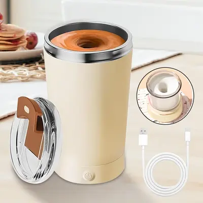 Electric Self-stirring Cup, 1 Count Automatic Stirring Coffee Cup, Portable Detachable Base Coffee Mixer Cup, Suitable for Co...