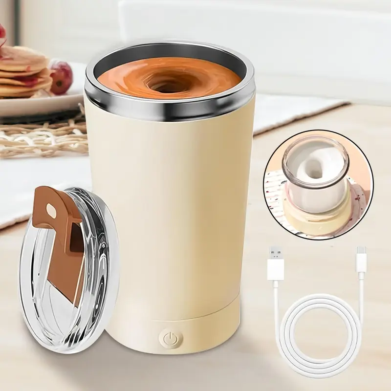 Electric Self-stirring Cup, 1 Count Automatic Stirring Coffee Cup, Portable Detachable Base Coffee Mixer Cup, Suitable for Co...