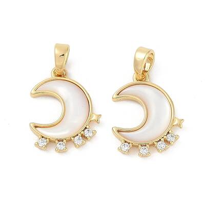 Natural White Shell Moon Pendants