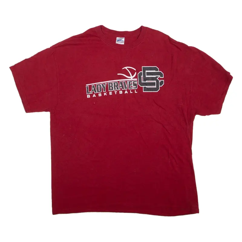 GILDAN Lady Braves Basketball USA T-Shirt Red Short Sleeve Mens XL