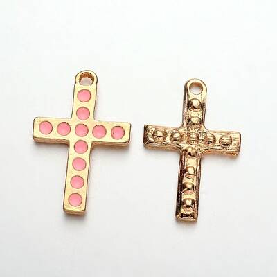 Light Gold Plated Alloy Enamel Cross Pendants