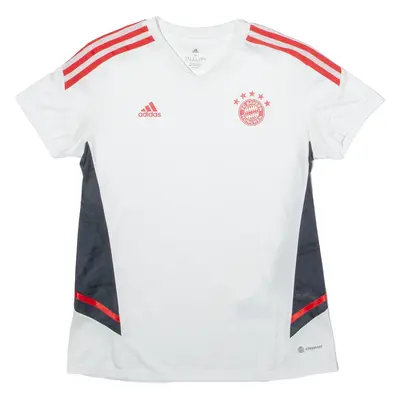 ADIDAS FC Bayern Munchen Training Womens Football Shirt Jersey White V-Neck M