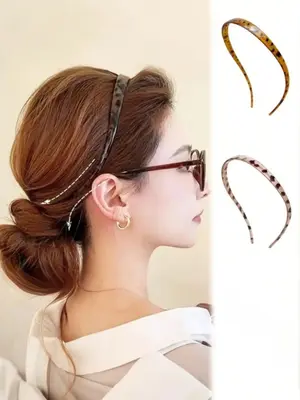 Women's Narrow Eyeglass Headbands, Classic French Style Hair Clips, Set of 2, All Season Fashion Accessories, Street Style De...