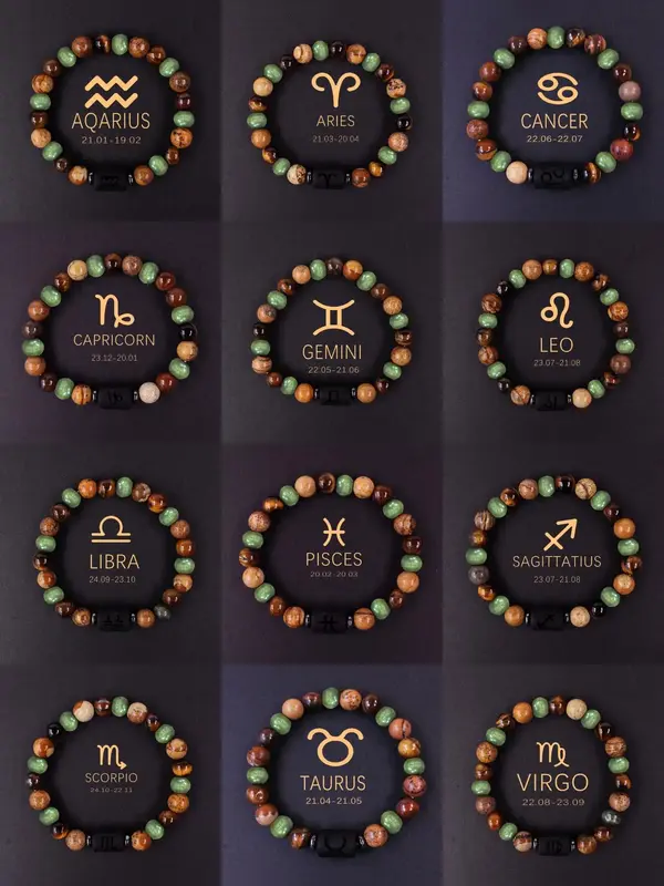 Zodiac Sign Bracelet, Fashionable Handmade Beaded Bracelet for Women & Men, Trendy All-match & Exquisite Jewelry for Birthday...