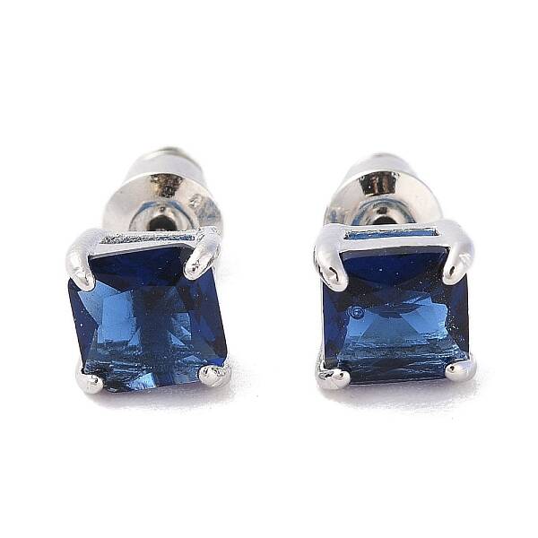 Rack Plating Brass Micro Pave Cubic Zirconia Stud Earrings