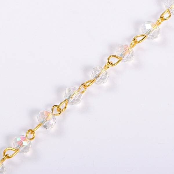 Handmade Rondelle Glass Beads Chains for Necklaces Bracelets Making