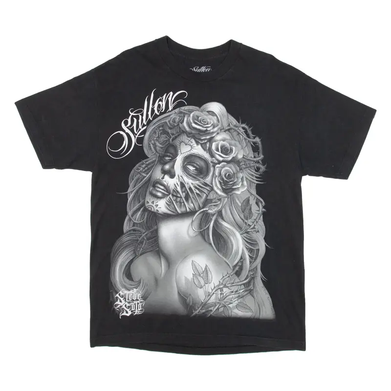 SUTTON Steve Solo Mens Biker T-Shirt Black Crew Neck L