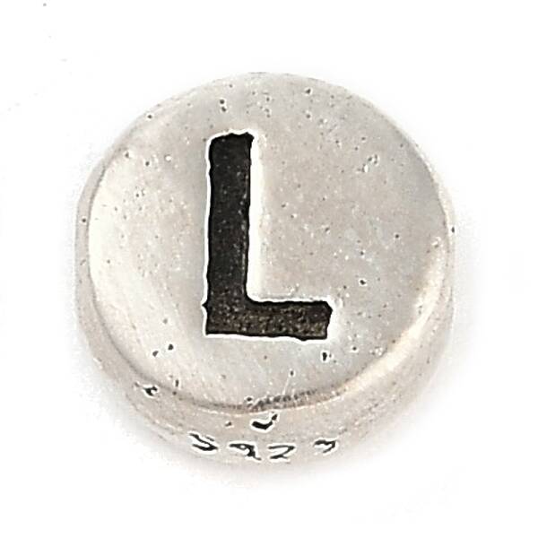 925 Sterling Silver Flat Round with Letter Beads
