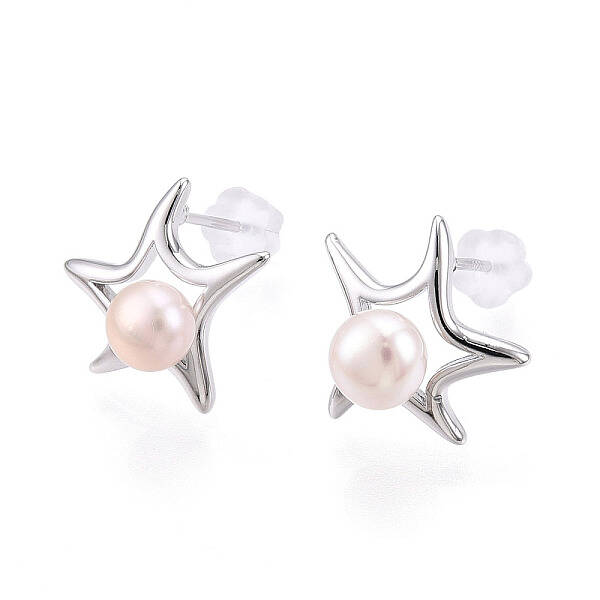 Star Brass Natural Pearl Stud Earrings
