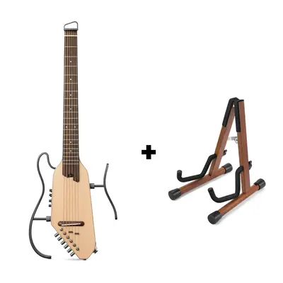 Donner HUSH™ I PRO Acoustic-Electric Travel Guitar - Natural / Guitar+Stand