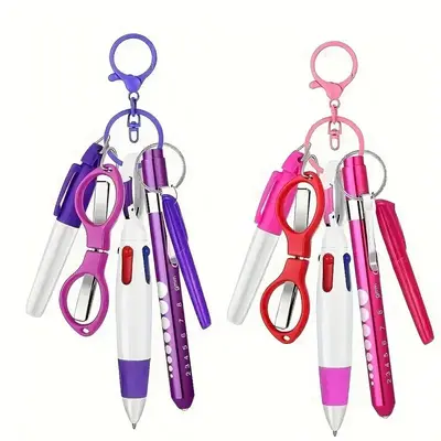 Nurse Pen Set, 1 Set/2 Sets (6 Counts/set) Retractable Mini Ballpoint Pen, Permanent Marker Pen, Highlighter Pen, Foldable Sc...