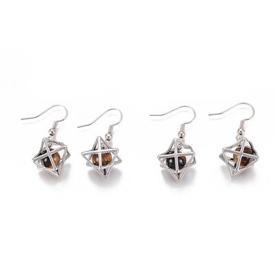 Natural Tiger Eye Dangle Earrings