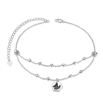Rhodium Plated 925 Sterling Silver Charm Anklets