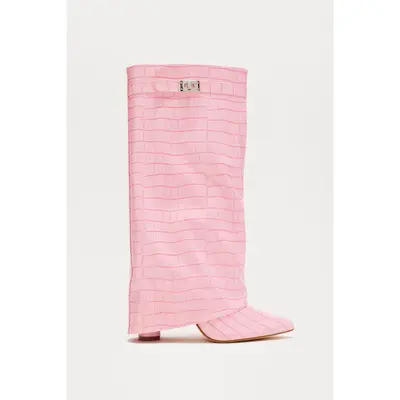 Not The Same Knee High Boots - Pink