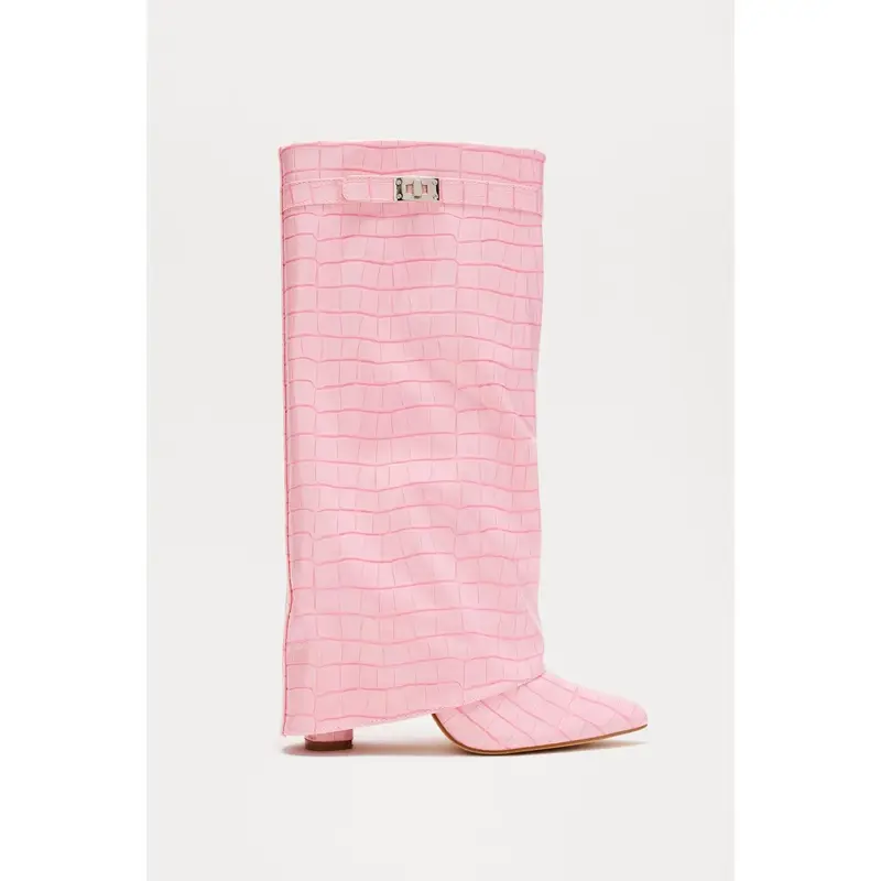 Not The Same Knee High Boots - Pink