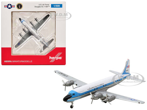 Douglas VC-118A Transport Aircraft United States Air Force One 1254th Air Transport Wing Andrews Air Base (53-3240) White wit...