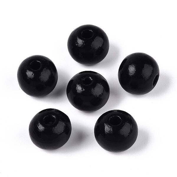 Spray Painted Round Natural Schima Wood Beads