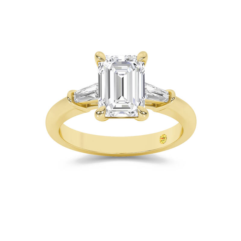 Ignite Three Stone Emerald Cut Lab Grown Diamond Engagement Ring | 18K Yellow Gold 3 1/2 CT. TW.