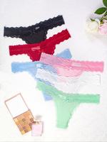 Women's 6pcs Bow Decor Sheer Lace Panty, Intimate Products, Soft Breathable Comfortable Knicker, Panties for Women, Womenswea...