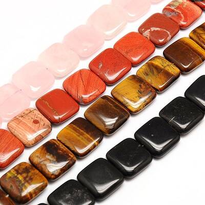 Mixed Style Natural Square Gemstone Beads Strands