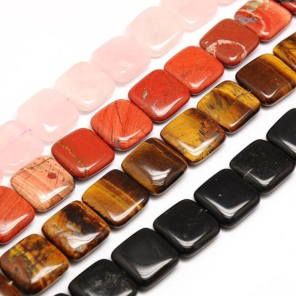 Mixed Style Natural Square Gemstone Beads Strands