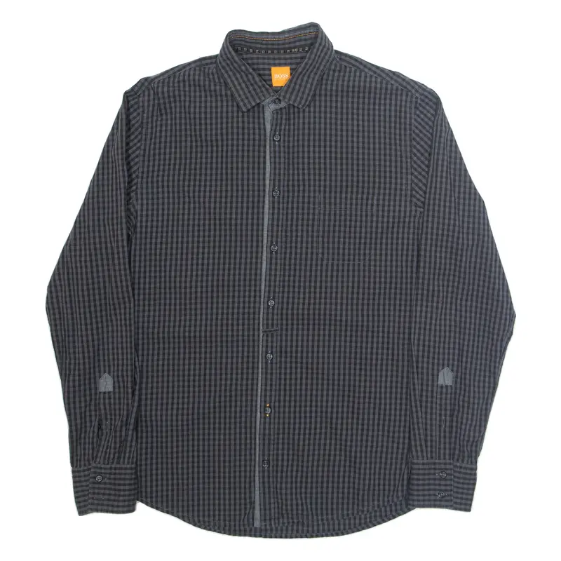 BOSS HUGO BOSS Slim Fit Mens Shirt Grey Check Long Sleeve L