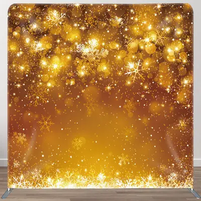 Aperturee Sparkling Golden Snowflake Bokeh Warm Winter Backdrop - Aperturee
