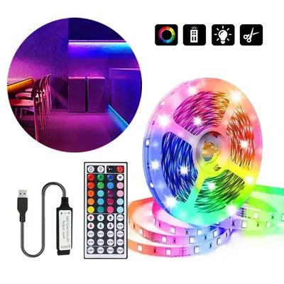 Battery Operated LED Strip Light for Ramadan, 1 Count Colorful RGB Color Changing LED Lights with Remote Control, Flexible�...