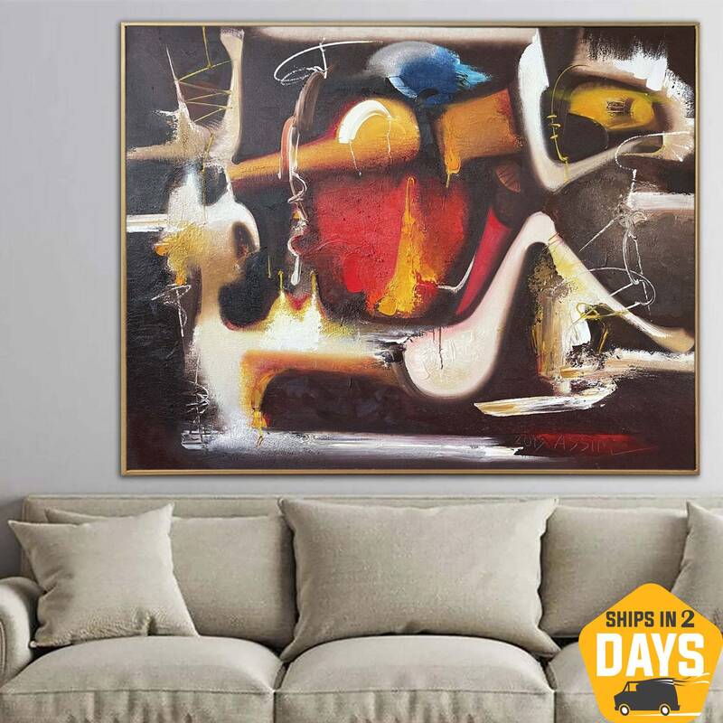 Large Abstract Colorful Paintings On Canvas Modern Original Expressionist Art Textured Wall Decor | DAY AND NIGHT 47.2"x...