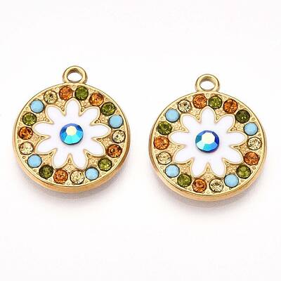 304 Stainless Steel Rhinestone Pendants