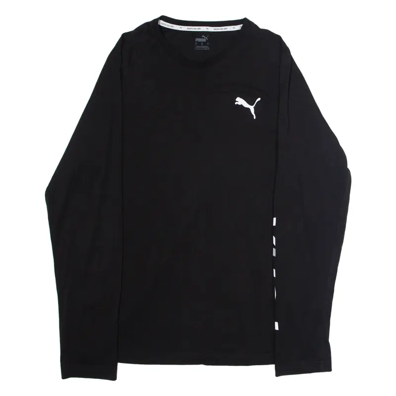 PUMA Mens T-Shirt Black Long Sleeve Crew Neck L