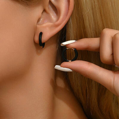 Stylish Stainless Steel Multi-color Circle Geometric Earrings for Women Casual Wear