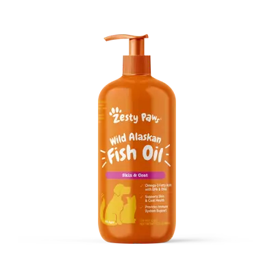 Zesty Paws Wild Alaskan Fish Oil Formula with Pump for Dogs & Cats Omega 3 Fatty Acid Fish Oil with EPA & DHA for Dog Skin an...