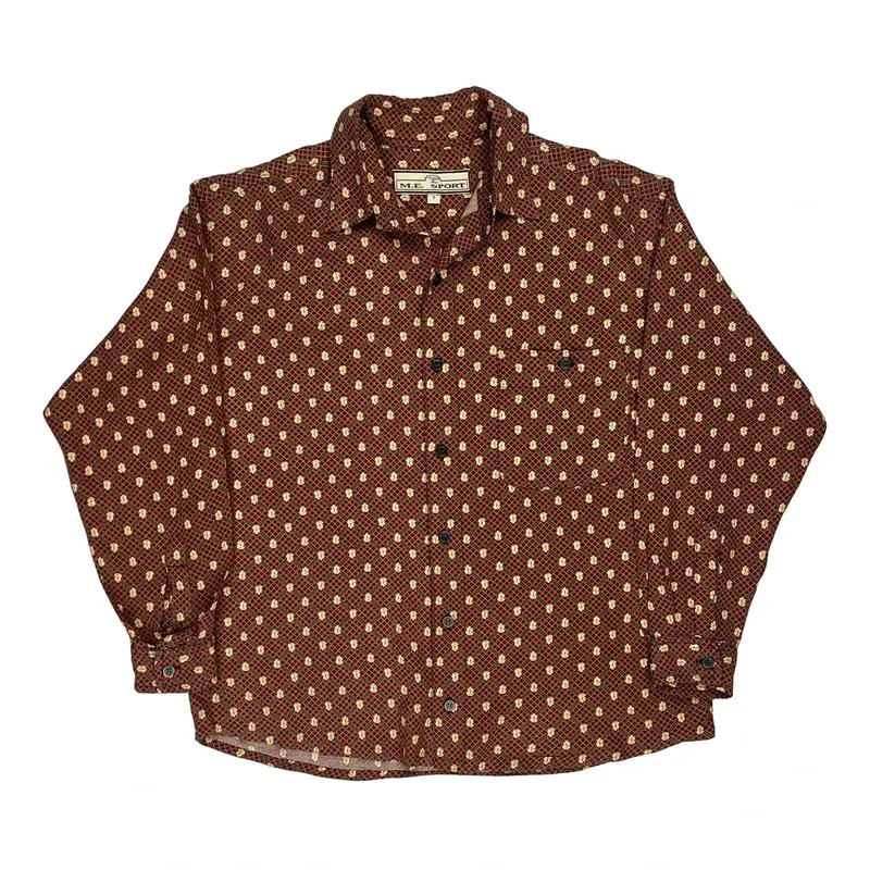 M.E. Sport Patterned Shirt - Small Burgundy Cotton