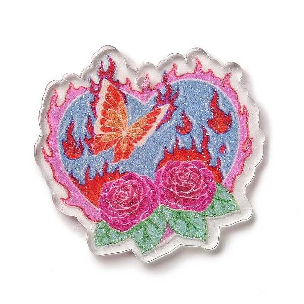 Valentine's Day Transparent Printed Acrylic Pendants